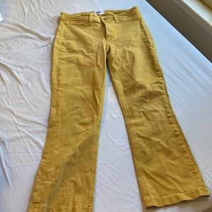 Colette crop flare Paige jeans in mustard yellow